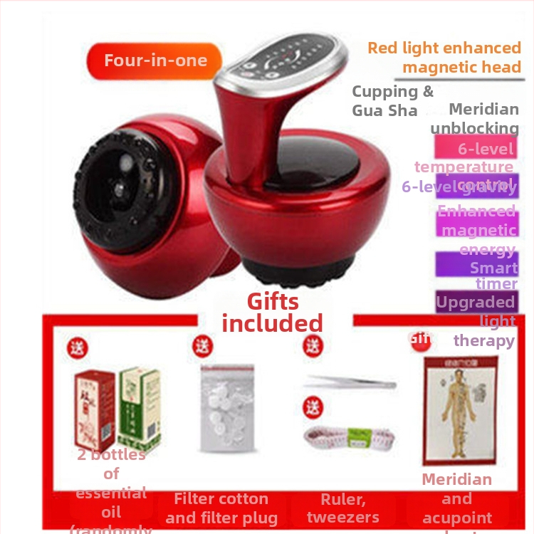 Dispozitiv electric pentru masaj cu tehnologie de abraziune și cupping, perie meridiană, aspirație puternică, comprimare caldă - portabil, baterie 500-800mAh, IPX3 rezistent la apă, pentru uz casnic