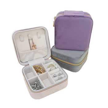 Europos stiliaus veliūrinė papuošalų dėžutė auskaroms, žiedams ir pakabukams, oksidacijos apsauga, nešiojama kelioninė dėžutė papuošalams