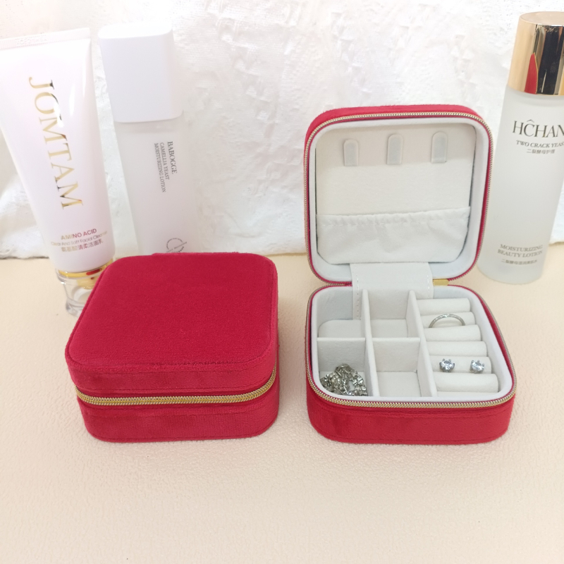Europos stiliaus veliūrinė papuošalų dėžutė auskaroms, žiedams ir pakabukams, oksidacijos apsauga, nešiojama kelioninė dėžutė papuošalams