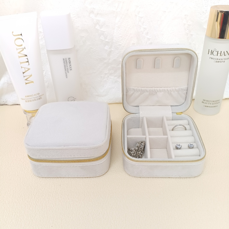 Europos stiliaus veliūrinė papuošalų dėžutė auskaroms, žiedams ir pakabukams, oksidacijos apsauga, nešiojama kelioninė dėžutė papuošalams