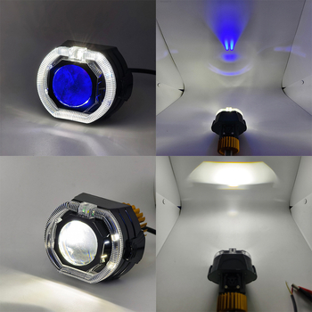 LED фар за електрически мотоциклет с вграден вентилатор, ангелско око и демонско око, алуминиево тяло, 50W, 9-60V, 5000lm, IP67