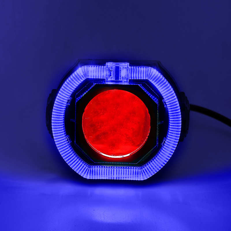 LED фар за електрически мотоциклет с вграден вентилатор, ангелско око и демонско око, алуминиево тяло, 50W, 9-60V, 5000lm, IP67