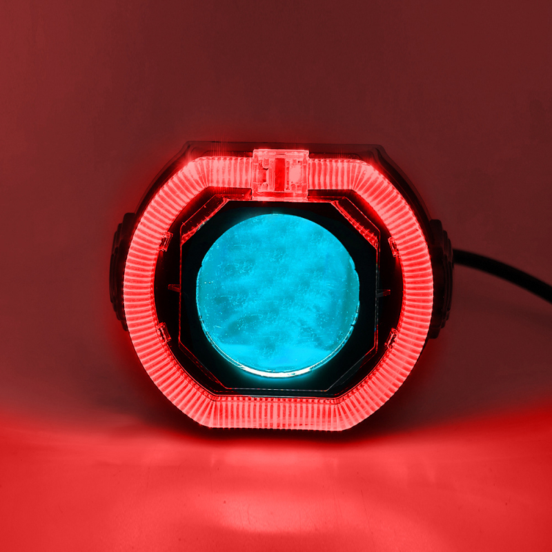 LED фар за електрически мотоциклет с вграден вентилатор, ангелско око и демонско око, алуминиево тяло, 50W, 9-60V, 5000lm, IP67