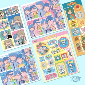 Polaroid-stílusú karakter matricák DIY telefontokhoz és iPad-dekorációhoz, szintetikus papír, UV nyomtatás, koreai stílus