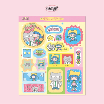 Polaroid-stílusú karakter matricák DIY telefontokhoz és iPad-dekorációhoz, szintetikus papír, UV nyomtatás, koreai stílus