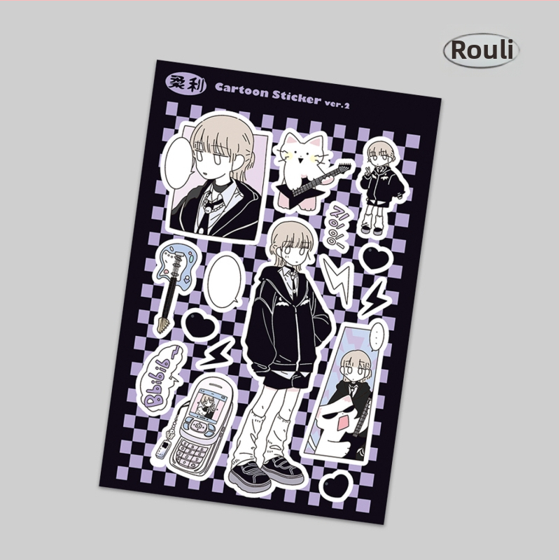 Polaroid-stílusú karakter matricák DIY telefontokhoz és iPad-dekorációhoz, szintetikus papír, UV nyomtatás, koreai stílus