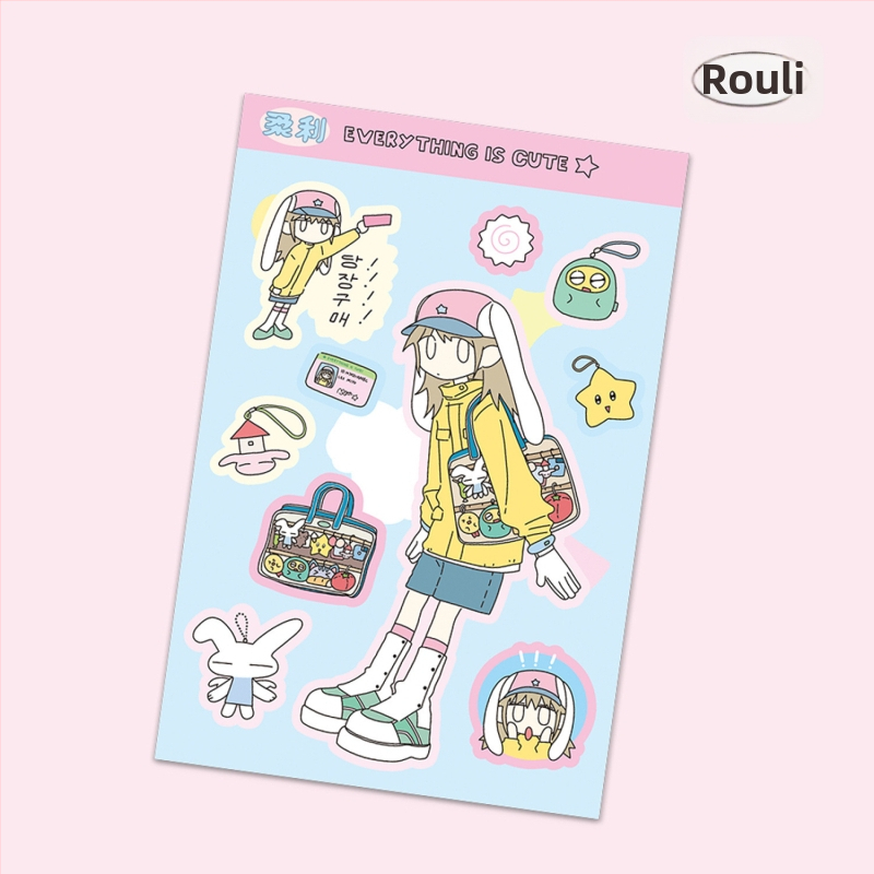 Polaroid-stílusú karakter matricák DIY telefontokhoz és iPad-dekorációhoz, szintetikus papír, UV nyomtatás, koreai stílus