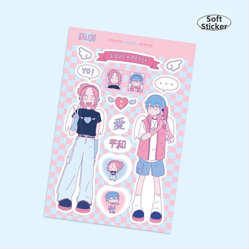 Polaroid-stílusú karakter matricák DIY telefontokhoz és iPad-dekorációhoz, szintetikus papír, UV nyomtatás, koreai stílus