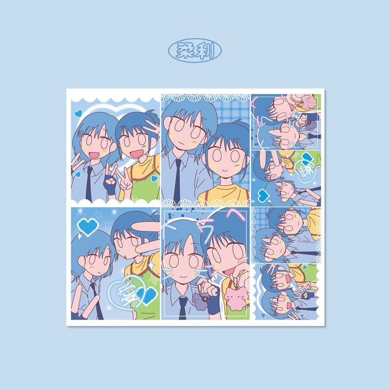 Polaroid-stílusú karakter matricák DIY telefontokhoz és iPad-dekorációhoz, szintetikus papír, UV nyomtatás, koreai stílus