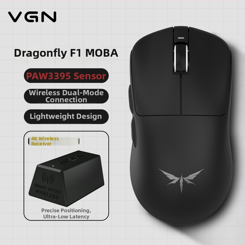 Игрова мишка Dragonfly F1 с оптичен сензор, ергономичен дизайн и безжичен двоен режим