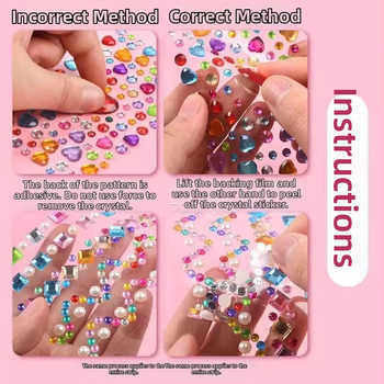 Friendly Rajzfilmszerű 3D domborított matricaszett köves kristályos elemekkel gyerekeknek, telefonokra és naplókhoz — Anyag: Egyéb; Stílus: Cartoon; Készítés: Matrica; Termékkód XY-800-4Z