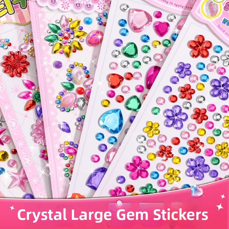 Friendly Rajzfilmszerű 3D domborított matricaszett köves kristályos elemekkel gyerekeknek, telefonokra és naplókhoz — Anyag: Egyéb; Stílus: Cartoon; Készítés: Matrica; Termékkód XY-800-4Z