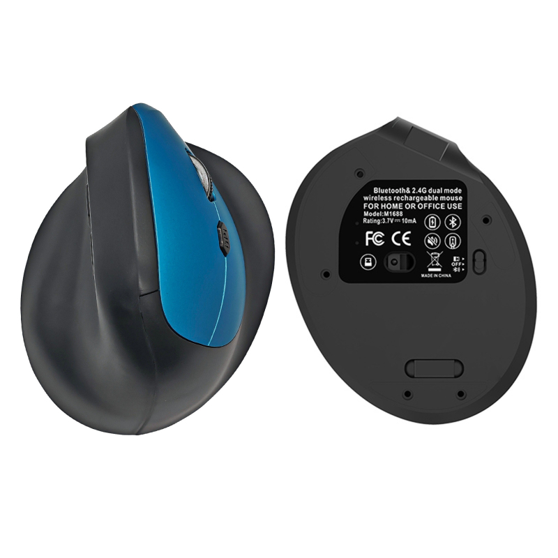 Ергономична вертикална безжична мишка с Bluetooth и двоен режим 2.4G, презареждаща се батерия 500 mAh, DPI 800-1200-1600, тиха работа