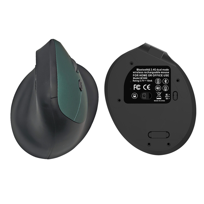 Ергономична вертикална безжична мишка с Bluetooth и двоен режим 2.4G, презареждаща се батерия 500 mAh, DPI 800-1200-1600, тиха работа