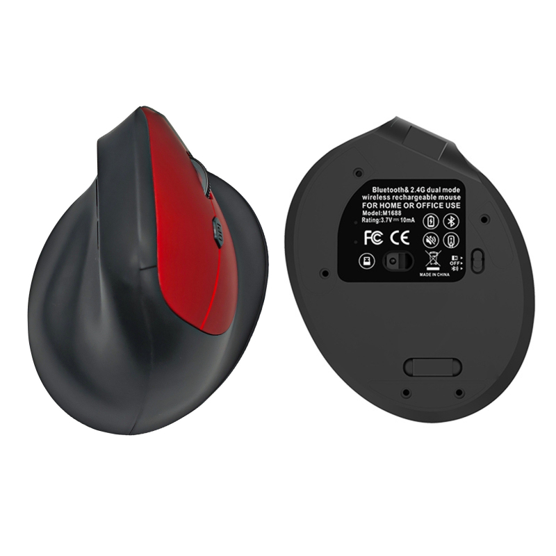 Ергономична вертикална безжична мишка с Bluetooth и двоен режим 2.4G, презареждаща се батерия 500 mAh, DPI 800-1200-1600, тиха работа