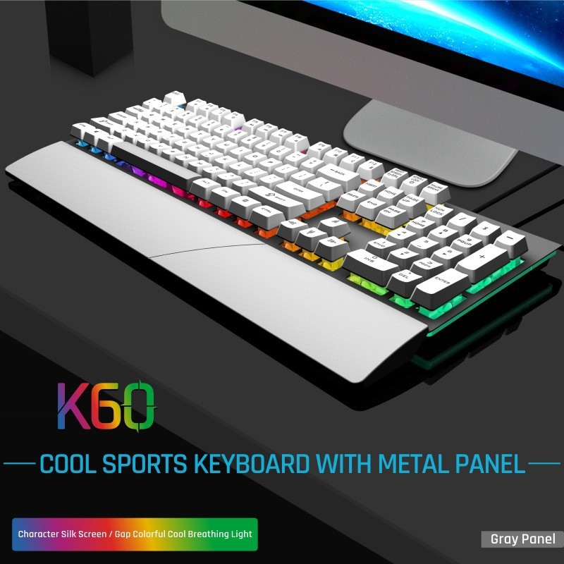 Проводна GK60 клавиатура с 104 клавиша, метално тяло, RGB подсветка, X-Frame технология с подложка за длан, 1,5 м кабел
