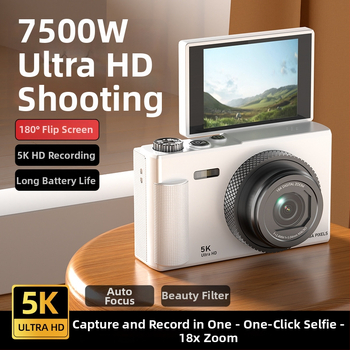 Be veidrodžio skaitmeninė kamera su pasukamu ekranu retro stiliuje, CCD jutiklis 1/3.2in, 24 MP, 16x optinis priartinimas