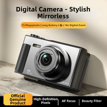 Be veidrodžio skaitmeninė kamera su pasukamu ekranu retro stiliuje, CCD jutiklis 1/3.2in, 24 MP, 16x optinis priartinimas