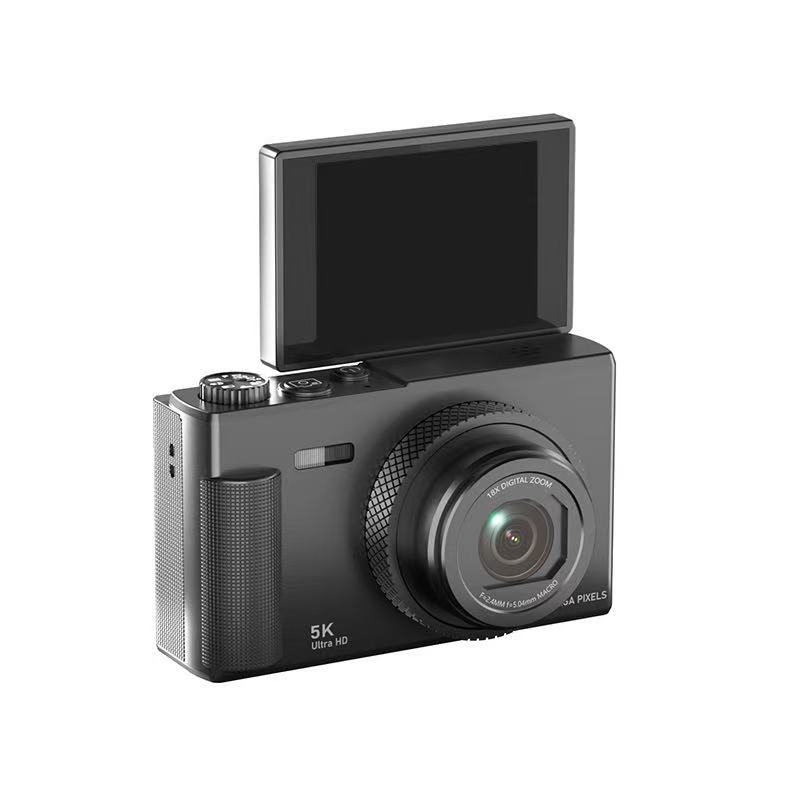 Be veidrodžio skaitmeninė kamera su pasukamu ekranu retro stiliuje, CCD jutiklis 1/3.2in, 24 MP, 16x optinis priartinimas