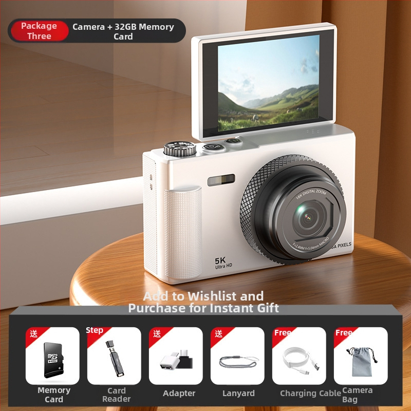 Be veidrodžio skaitmeninė kamera su pasukamu ekranu retro stiliuje, CCD jutiklis 1/3.2in, 24 MP, 16x optinis priartinimas