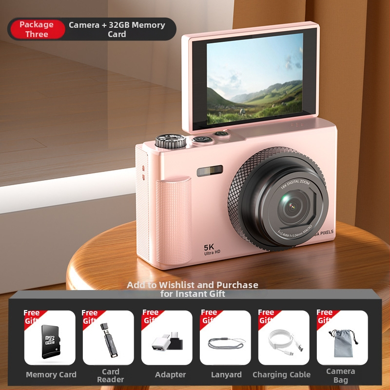 Be veidrodžio skaitmeninė kamera su pasukamu ekranu retro stiliuje, CCD jutiklis 1/3.2in, 24 MP, 16x optinis priartinimas