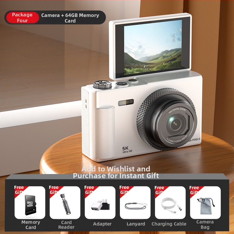 Be veidrodžio skaitmeninė kamera su pasukamu ekranu retro stiliuje, CCD jutiklis 1/3.2in, 24 MP, 16x optinis priartinimas