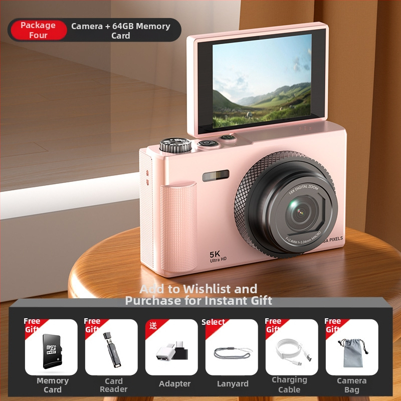 Be veidrodžio skaitmeninė kamera su pasukamu ekranu retro stiliuje, CCD jutiklis 1/3.2in, 24 MP, 16x optinis priartinimas