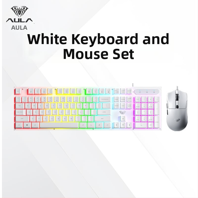 Клавиатура AULA Wolf Spider S3005, проводна офисна клавиатура, 104 клавиша, USB, цифрова клавиатура, смесена подсветка