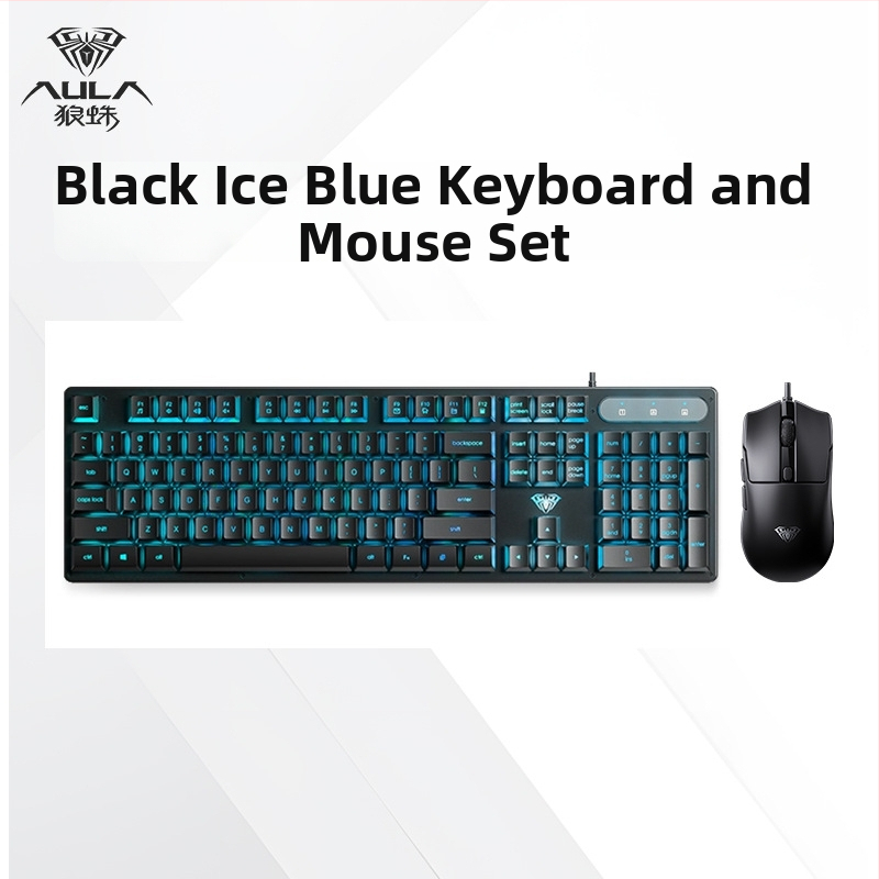 Клавиатура AULA Wolf Spider S3005, проводна офисна клавиатура, 104 клавиша, USB, цифрова клавиатура, смесена подсветка