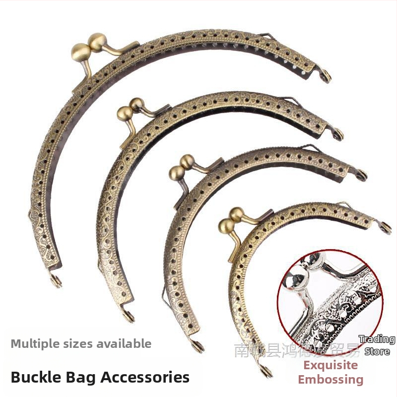 Metalinė pusmėnulio formos rankinės rėmas – DIY megztų rankinių priedai