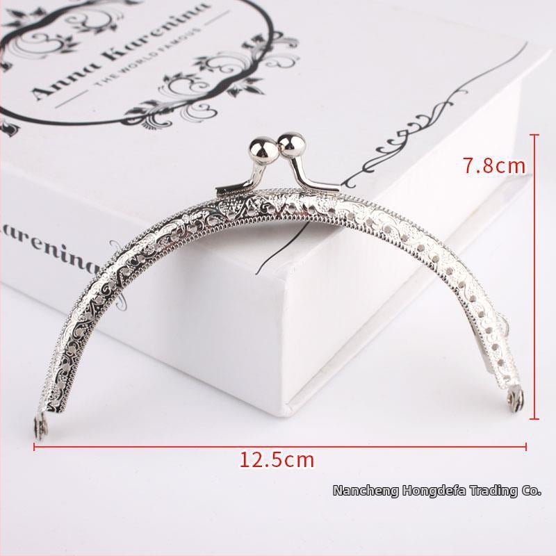 Metalinė pusmėnulio formos rankinės rėmas – DIY megztų rankinių priedai