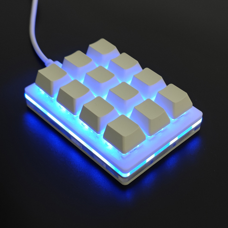 Keypad 12 taste cu două butoane rotative, Bluetooth fără fir multiplu moduri, programare macro personalizabilă cu copiere‑lipire, axe roșii, carcasă ABS