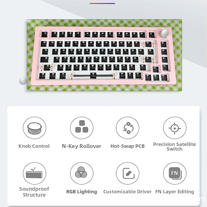 Механичен клавиатурен комплект – 75 клавиша, безжичен три режима, RGB подсветка, hot-plug, съвместим с 4+ устройства