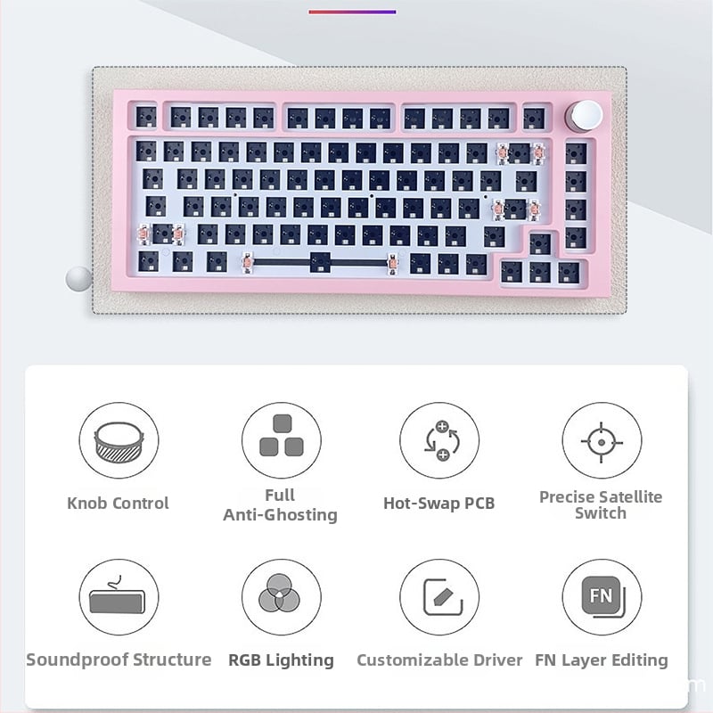 Механичен клавиатурен комплект – 75 клавиша, безжичен три режима, RGB подсветка, hot-plug, съвместим с 4+ устройства