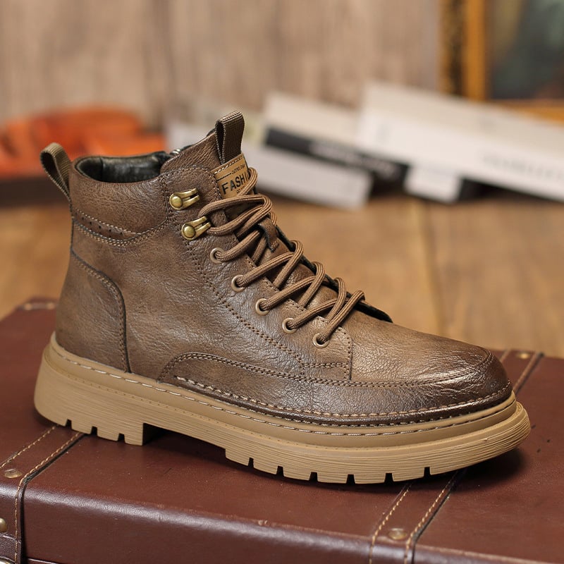 Pánske Martin topánky, vrchný materiál split koža, vnútorná podšívka z textilu, podrážka z gumy, vysoký kotník, voľnočasový štýl, na jar a jeseň