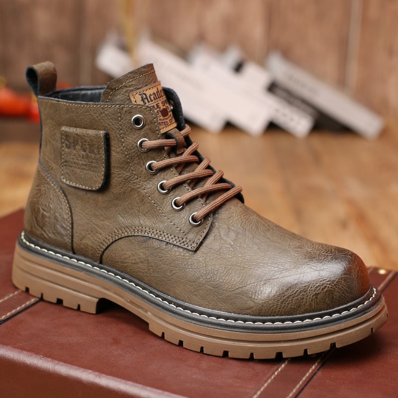 Pánske Martin topánky, vrchný materiál split koža, vnútorná podšívka z textilu, podrážka z gumy, vysoký kotník, voľnočasový štýl, na jar a jeseň