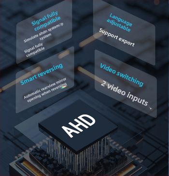 Automobilinis LCD ekranas su AHD galinio vaizdo vaizdu, modelis 701002, raiška 1024x600 IPS, analoginis įėjimas, PAL/NTSC