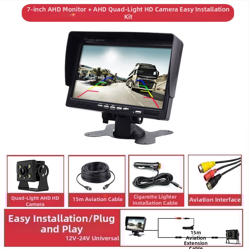 Automobilinis LCD ekranas su AHD galinio vaizdo vaizdu, modelis 701002, raiška 1024x600 IPS, analoginis įėjimas, PAL/NTSC