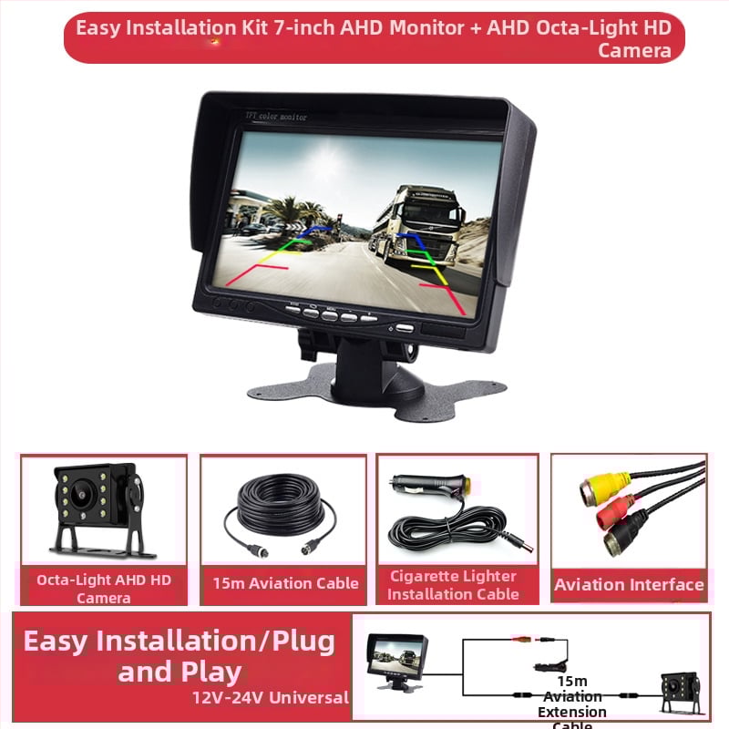 Automobilinis LCD ekranas su AHD galinio vaizdo vaizdu, modelis 701002, raiška 1024x600 IPS, analoginis įėjimas, PAL/NTSC