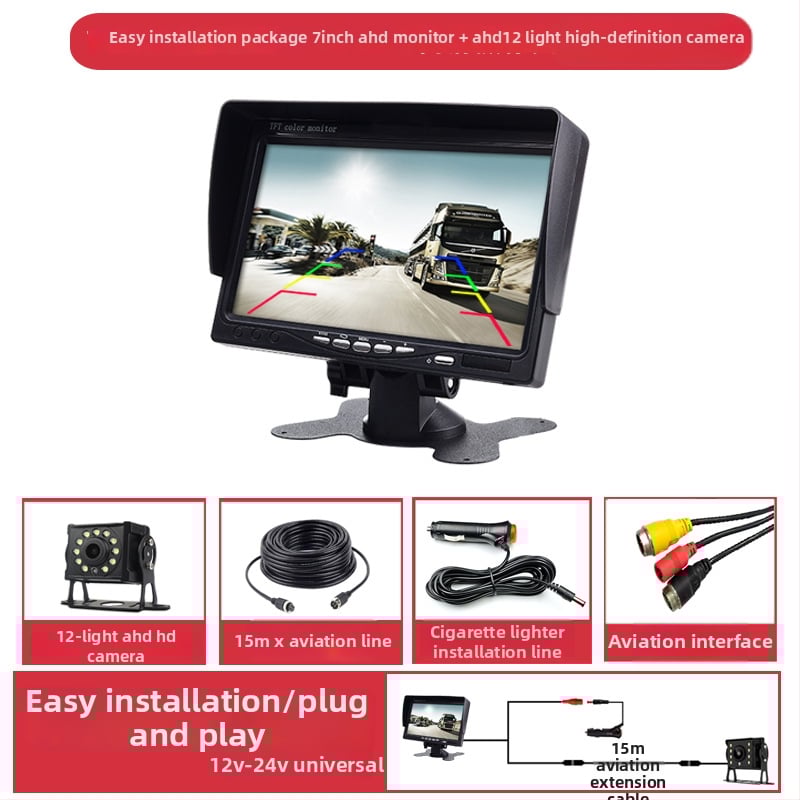 Automobilinis LCD ekranas su AHD galinio vaizdo vaizdu, modelis 701002, raiška 1024x600 IPS, analoginis įėjimas, PAL/NTSC