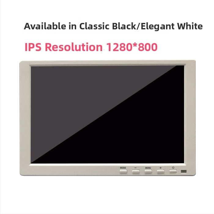 L106 jutiklinis monitorius su IPS TFT LCD, įvestys HDMI, VGA, BNC, AV ir USB, visuotinis suderinamumas, raiška 1024x600/1280x800/1920x1080