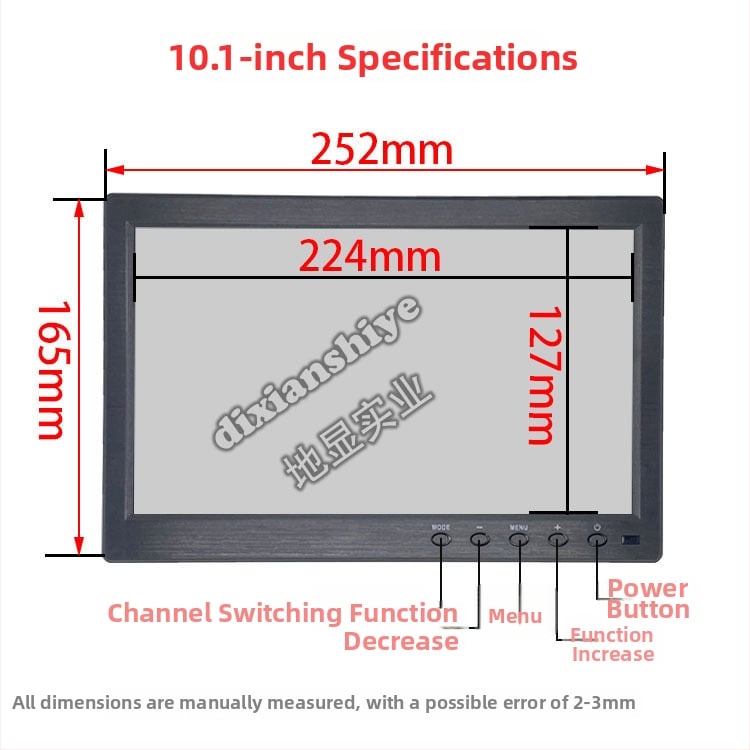 L106 jutiklinis monitorius su IPS TFT LCD, įvestys HDMI, VGA, BNC, AV ir USB, visuotinis suderinamumas, raiška 1024x600/1280x800/1920x1080