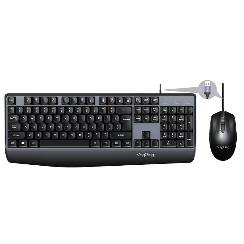 Weige жичен комплект клавиатура и мишка – USB, 1,8 m кабел, 1200 dpi, ергономичен, водоустойчив