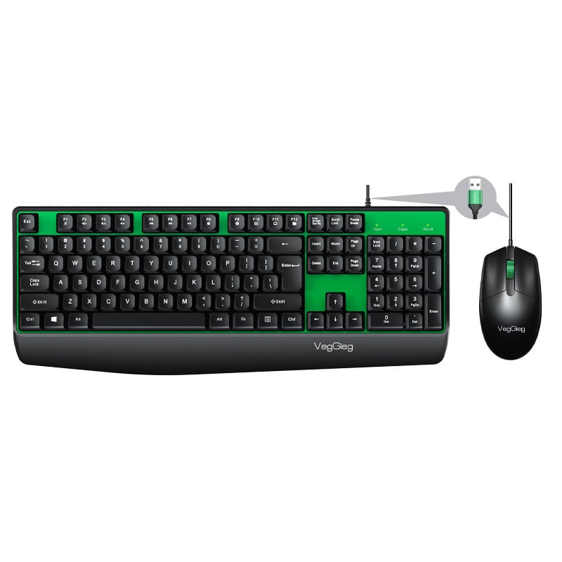 Weige жичен комплект клавиатура и мишка – USB, 1,8 m кабел, 1200 dpi, ергономичен, водоустойчив