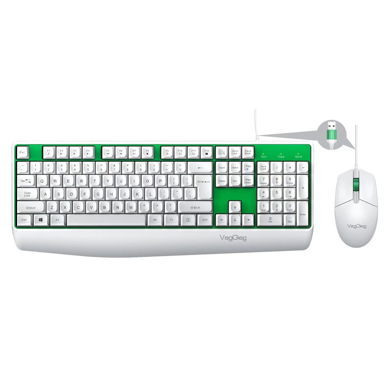 Weige жичен комплект клавиатура и мишка – USB, 1,8 m кабел, 1200 dpi, ергономичен, водоустойчив