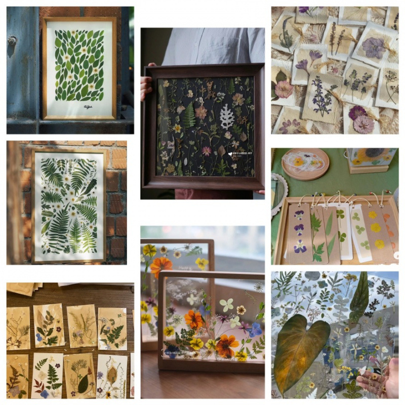 DIY készlet szárított levelekkel és valódi virágokkal, kézzel készített növényi példányok díszítésre, 21 darab