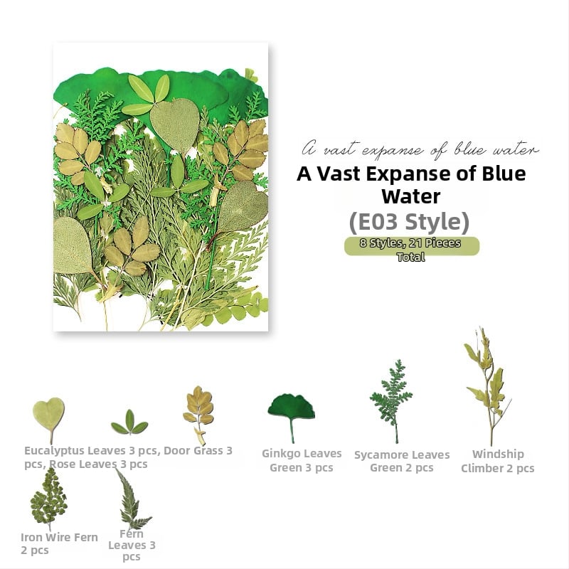 DIY készlet szárított levelekkel és valódi virágokkal, kézzel készített növényi példányok díszítésre, 21 darab