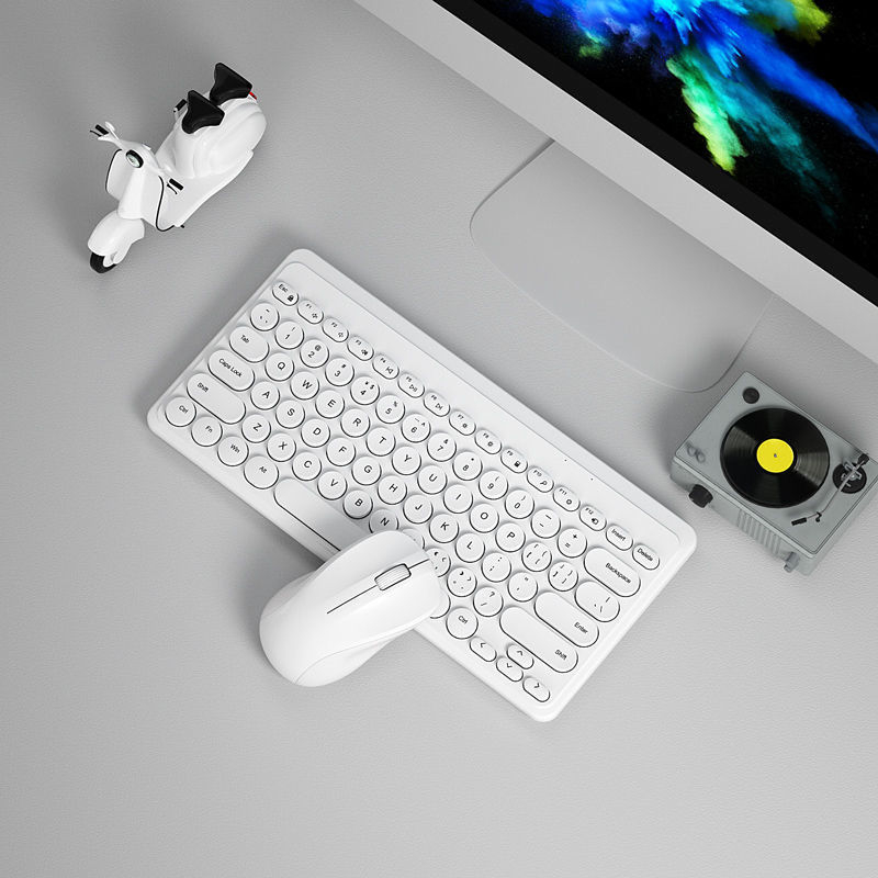 Set tastatură și mouse Bluetooth fără fir, tastatură mecanică, fără iluminare, nu este rezistent la apă