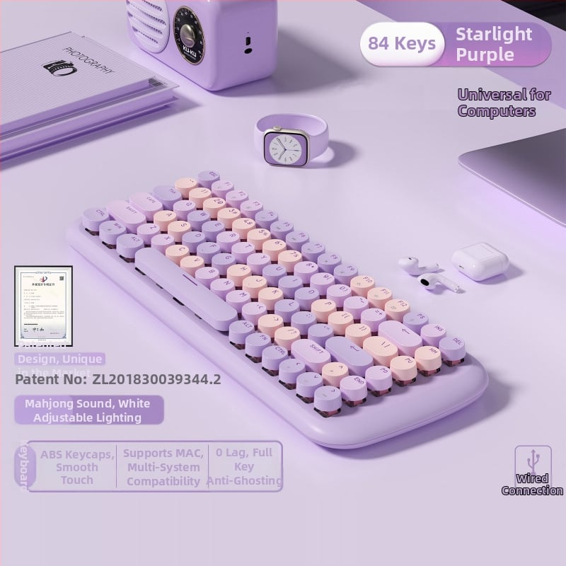 Проводен механичен комплект клавиатура и мишка с смесено осветление, ABS пластмасова конструкция, USB свързване, без подложка за китката