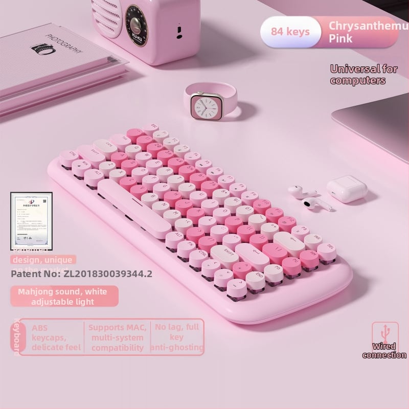 Проводен механичен комплект клавиатура и мишка с смесено осветление, ABS пластмасова конструкция, USB свързване, без подложка за китката